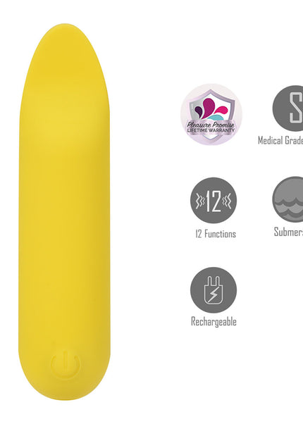 Maia TAWNI - Yellow - Yellow 9 cm USB Rechargeable Bullet with Flickering Tip