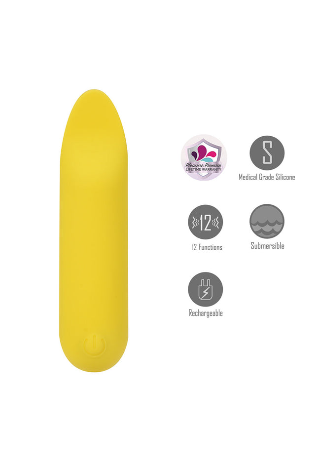 Maia TAWNI - Yellow - Yellow 9 cm USB Rechargeable Bullet with Flickering Tip