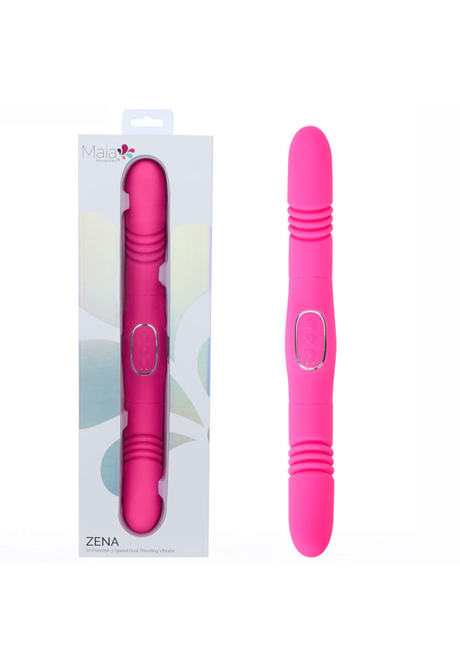 Maia ZENA - Pink - Pink 35.5 cm USB Rechargeable Dual Thrusting Double Ended Vibrator