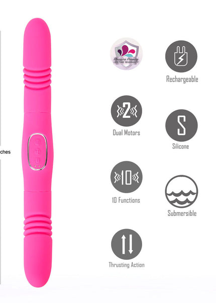 Maia ZENA - Pink - Pink 35.5 cm USB Rechargeable Dual Thrusting Double Ended Vibrator