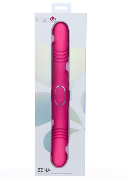 Maia ZENA - Pink - Pink 35.5 cm USB Rechargeable Dual Thrusting Double Ended Vibrator