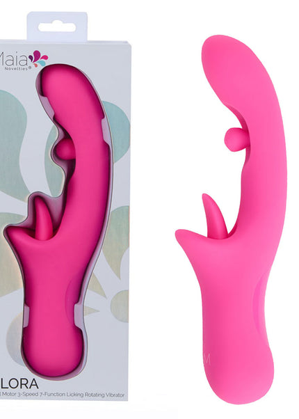 Maia ALORA - Pink 24.1 cm USB Rechargeable Rotating & Licking Vibrator