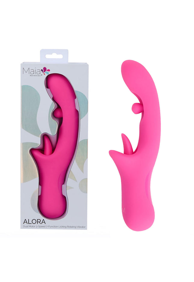 Maia ALORA - Pink 24.1 cm USB Rechargeable Rotating & Licking Vibrator