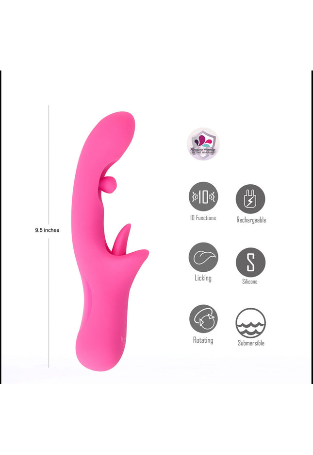 Maia ALORA - Pink 24.1 cm USB Rechargeable Rotating & Licking Vibrator