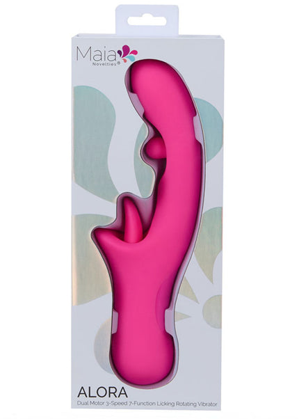 Maia ALORA - Pink 24.1 cm USB Rechargeable Rotating & Licking Vibrator
