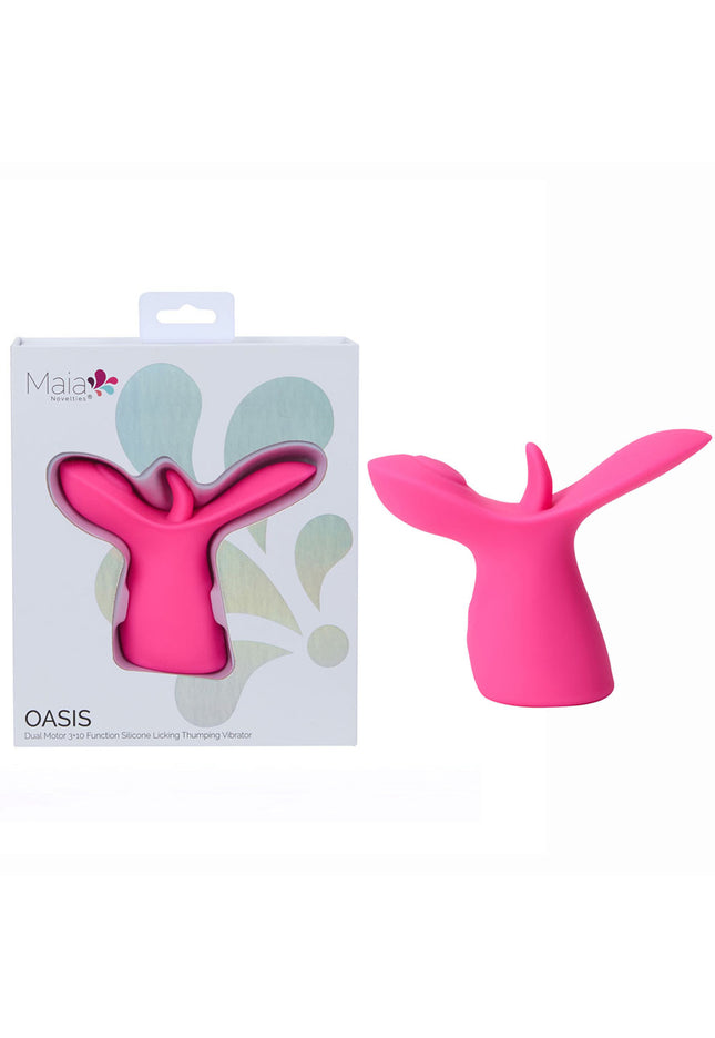 Maia OASIS - Pink - Pink USB Rechargeable Dual Motor Licking & Thumping Stimulator