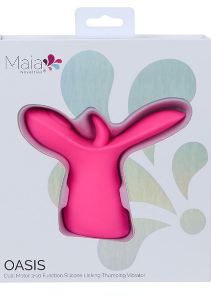 Maia OASIS - Pink - Pink USB Rechargeable Dual Motor Licking & Thumping Stimulator