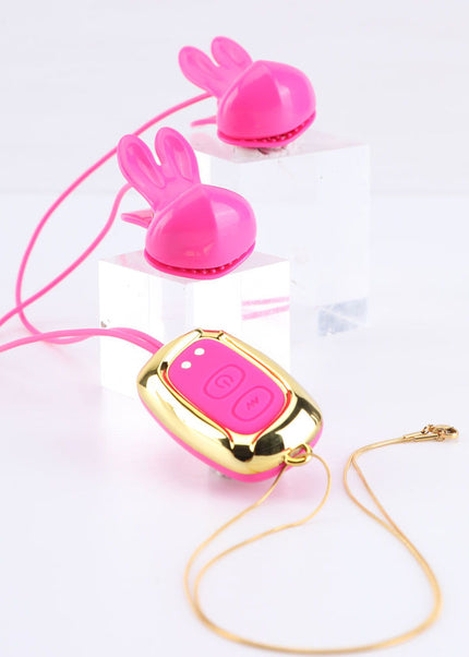 Maia MOLLI - Pink - Pink USB Rechargeable Vibrating Nipple Clamps & Necklace