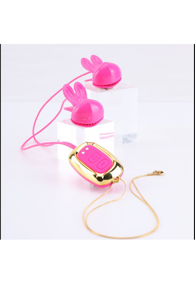 Maia MOLLI - Pink - Pink USB Rechargeable Vibrating Nipple Clamps & Necklace
