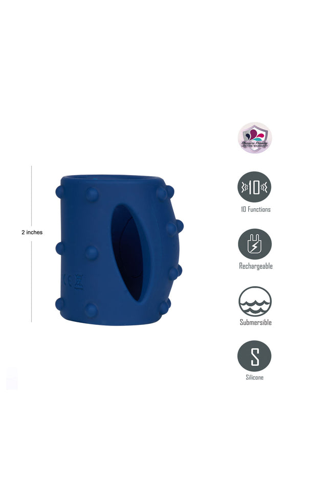 Maia ROMEO - Blue - Blue USB Rechargeable Vibrating Girth Enhancer Sleeve