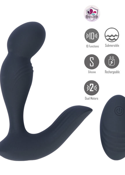 Maia COLTON - Black - Black USB Rechargeable Vibrating Prostate Massager with Wireless Remote