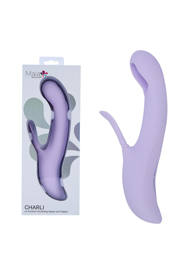 Maia CHARLI - Lavender 22.9 cm USB Rechargeable Flapping & Tapping Rabbit Vibrator