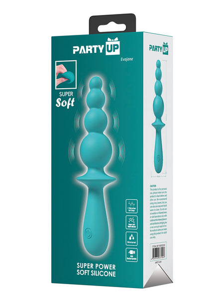 Party Up EVAJANE - Teal - Teal 17.1 cm USB Rechargeable Beaded Vibrator