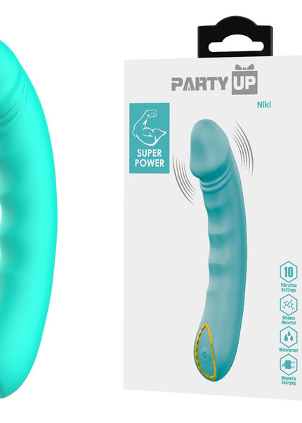 Party Up NIKI - Teal - Teal 15.4 cm USB Rechargeable Vibrator