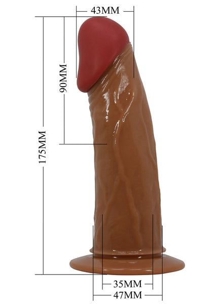 Party Up NELSON Vibrating Strap-On - Brown 17.5 cm Vibrating Hollow Strap-On