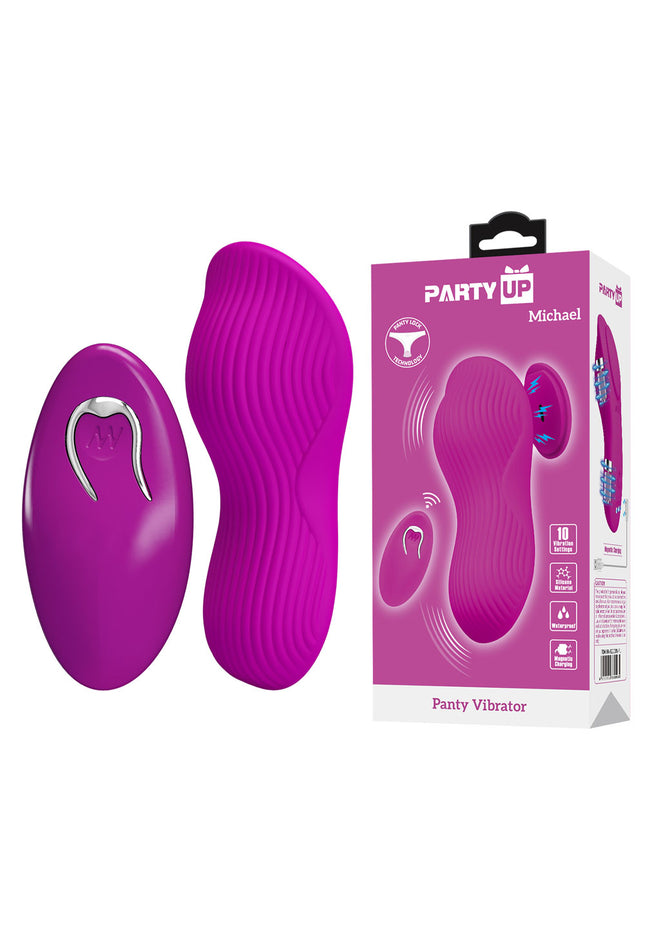 Party Up MICHAEL Panty Vibe - Pink - Pink USB Rechargeable Panty Vibrator with Wireless Remote Control