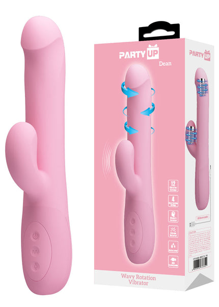 Party Up DEAN Wavy Rotation Vibe - Pink - Pink 23.8 cm USB Rechargeable Rotating Rabbit Vibrator