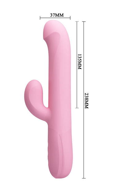Party Up DEAN Wavy Rotation Vibe - Pink - Pink 23.8 cm USB Rechargeable Rotating Rabbit Vibrator
