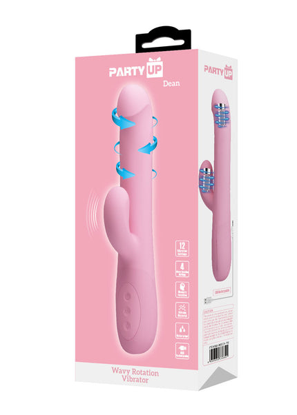 Party Up DEAN Wavy Rotation Vibe - Pink - Pink 23.8 cm USB Rechargeable Rotating Rabbit Vibrator