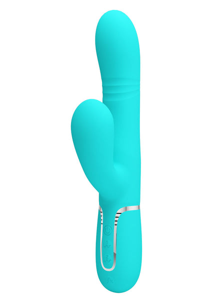 Party Up PAUL Rolling Beads Vibrator - Teal - Teal 22.6 cm USB Rechargeable Thrusting Rabbit Vibrator