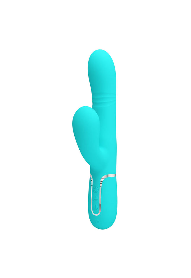 Party Up PAUL Rolling Beads Vibrator - Teal - Teal 22.6 cm USB Rechargeable Thrusting Rabbit Vibrator