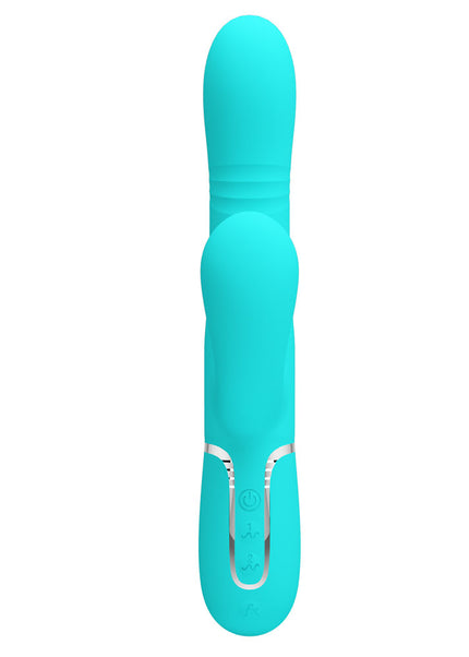Party Up PAUL Rolling Beads Vibrator - Teal - Teal 22.6 cm USB Rechargeable Thrusting Rabbit Vibrator