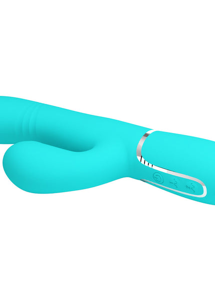 Party Up PAUL Rolling Beads Vibrator - Teal - Teal 22.6 cm USB Rechargeable Thrusting Rabbit Vibrator