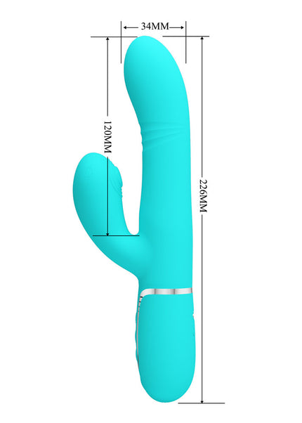 Party Up PAUL Rolling Beads Vibrator - Teal - Teal 22.6 cm USB Rechargeable Thrusting Rabbit Vibrator