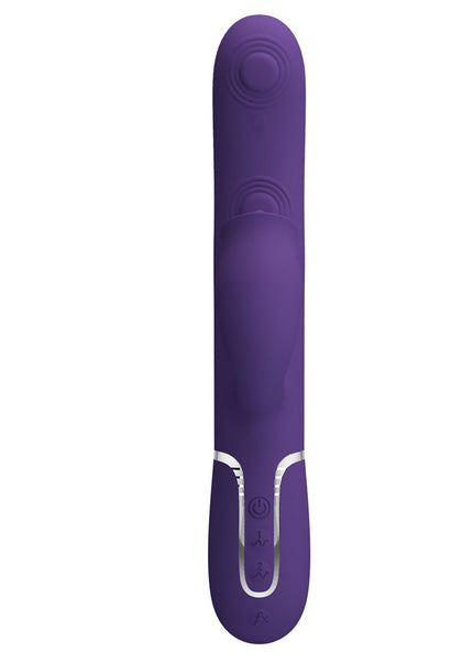 Party Up ALAN Dual Motor Vibrator - Purple - Purple 22.8 cm USB Rechargeable Vibrator with Licking Clit Stimulator and Thumping Shaft