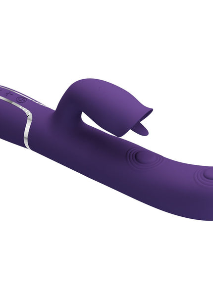 Party Up ALAN Dual Motor Vibrator - Purple - Purple 22.8 cm USB Rechargeable Vibrator with Licking Clit Stimulator and Thumping Shaft
