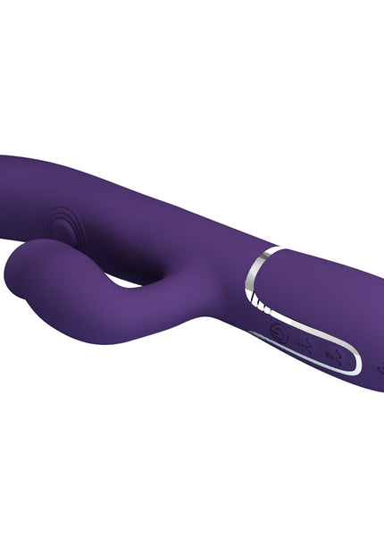 Party Up ALAN Dual Motor Vibrator - Purple - Purple 22.8 cm USB Rechargeable Vibrator with Licking Clit Stimulator and Thumping Shaft