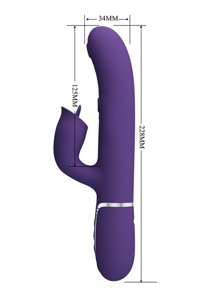 Party Up ALAN Dual Motor Vibrator - Purple - Purple 22.8 cm USB Rechargeable Vibrator with Licking Clit Stimulator and Thumping Shaft