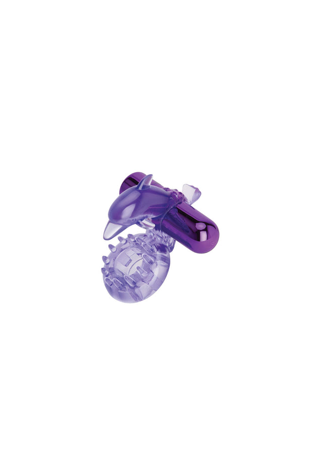 Bodywand Rechargeable Dolphin Ring with Clit Ticklers - Purple USB Rechargeable Vibrating Cock Ring
