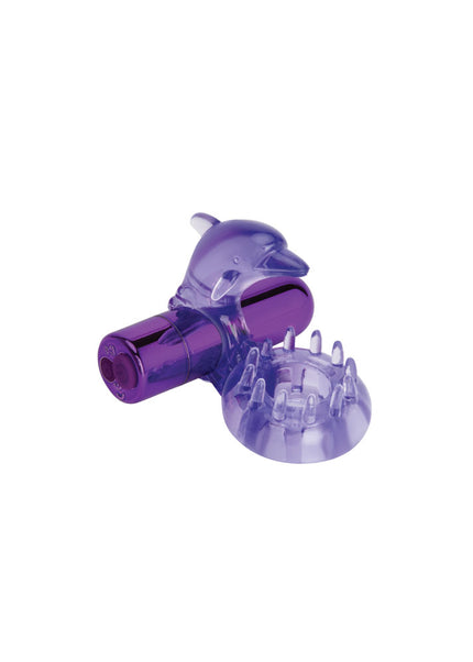 Bodywand Rechargeable Dolphin Ring with Clit Ticklers - Purple USB Rechargeable Vibrating Cock Ring