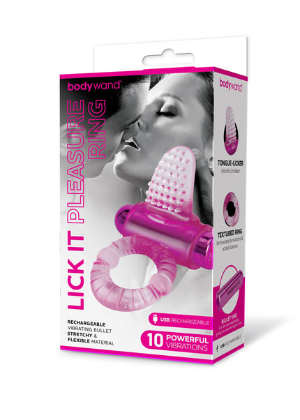 Bodywand Rechargeable Lick It Pleasure Ring - Pink USB Rechargeable Vibrating Cock Ring