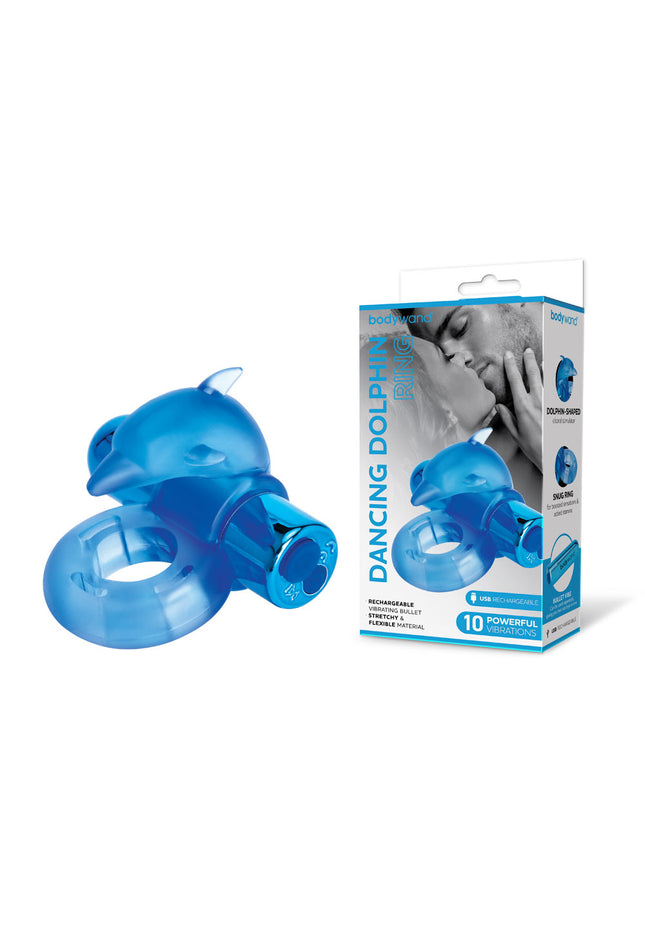 Bodywand Rechargeable Dancing Dolphin Ring - Blue USB Rechargeable Vibrating Cock Ring
