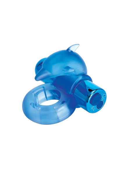 Bodywand Rechargeable Dancing Dolphin Ring - Blue USB Rechargeable Vibrating Cock Ring