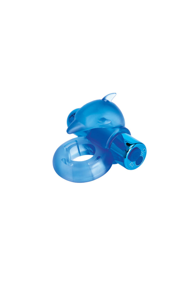Bodywand Rechargeable Dancing Dolphin Ring - Blue USB Rechargeable Vibrating Cock Ring