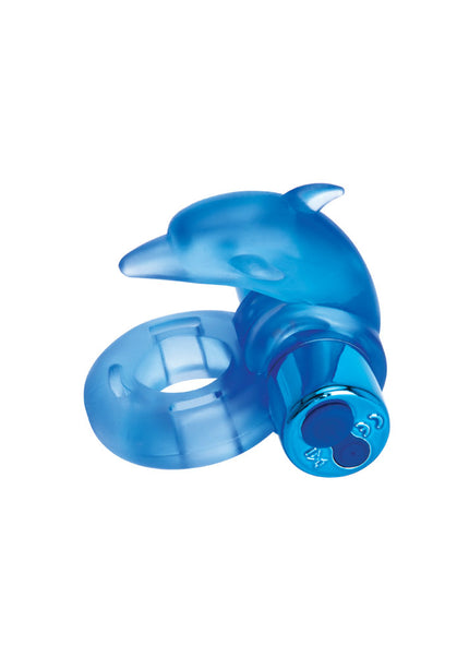 Bodywand Rechargeable Dancing Dolphin Ring - Blue USB Rechargeable Vibrating Cock Ring
