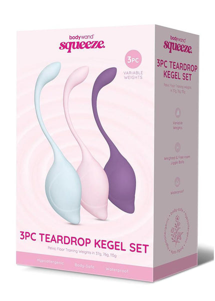 Bodywand Squeeze 3pc Teardrop Kegel Set - Weighted Kegel Set - 3 Piece Kit