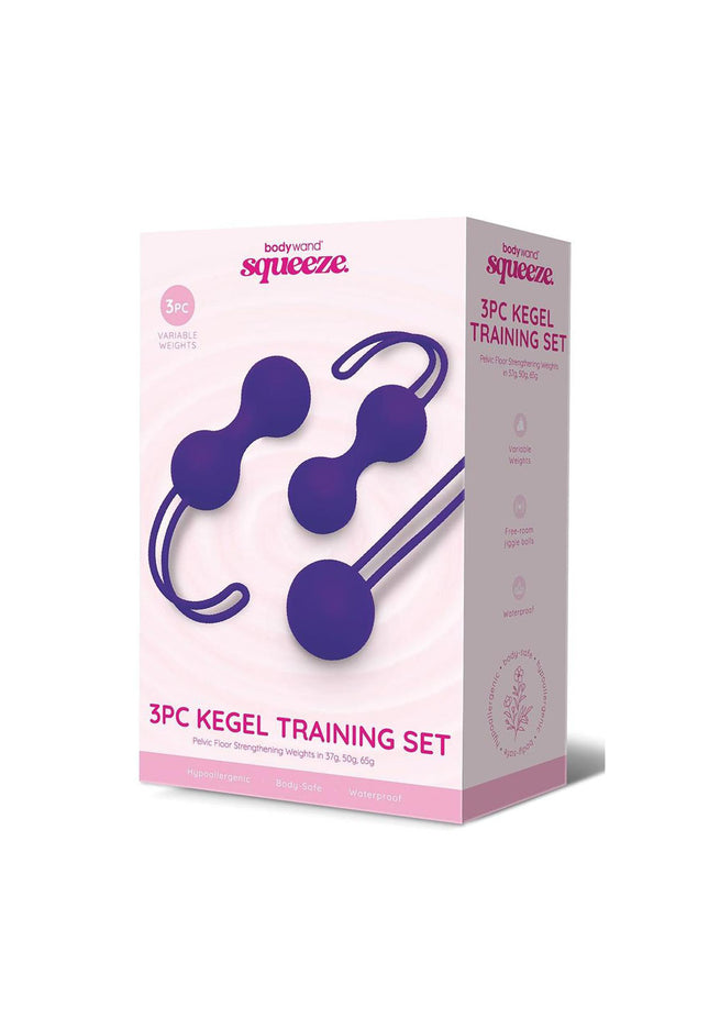Bodywand Squeeze 3pc Kegel Training Set - Purple Weighted Kegel Ball Set - 3 Piece Kit