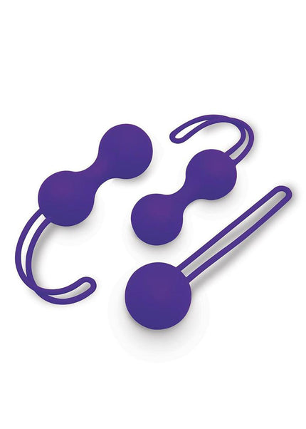 Bodywand Squeeze 3pc Kegel Training Set - Purple Weighted Kegel Ball Set - 3 Piece Kit