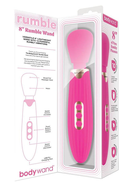 Bodywand RUMBLE WAND 8 Inch - Hot Pink 20.3 cm USB Rechargeable Massage Wand