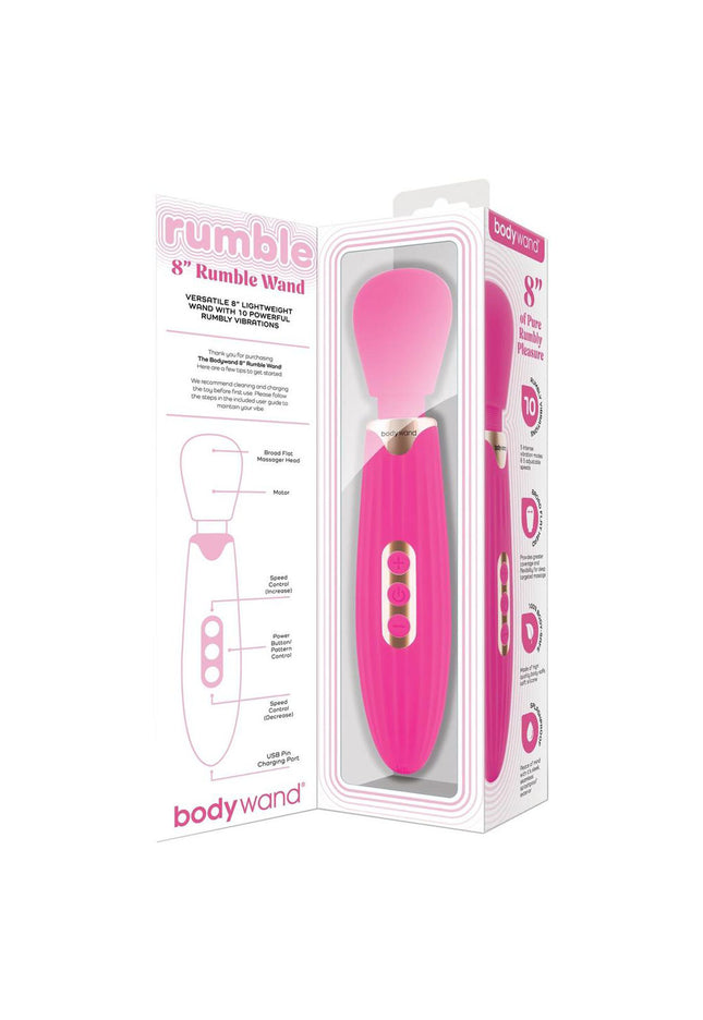 Bodywand RUMBLE WAND 8 Inch - Hot Pink 20.3 cm USB Rechargeable Massage Wand