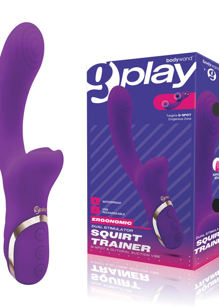 Bodywand G-Play Dual Stimulator Squirt Trainer - Purple 22 cm USB Rechargeable Rabbit Vibrator with Air Pulsation