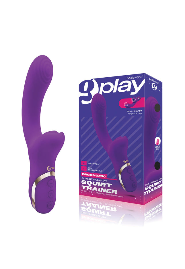 Bodywand G-Play Dual Stimulator Squirt Trainer - Purple 22 cm USB Rechargeable Rabbit Vibrator with Air Pulsation
