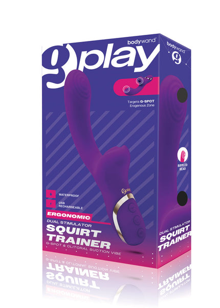 Bodywand G-Play Dual Stimulator Squirt Trainer - Purple 22 cm USB Rechargeable Rabbit Vibrator with Air Pulsation