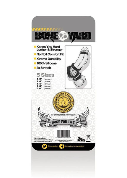 Boneyard Silicone Ring 5 Pcs Kit - Black Cock Rings - Set of 5 Sizes