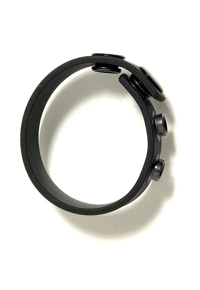 Boneyard Silicone Cock Strap Black - Black 3-Snap Adjustable Cock Ring
