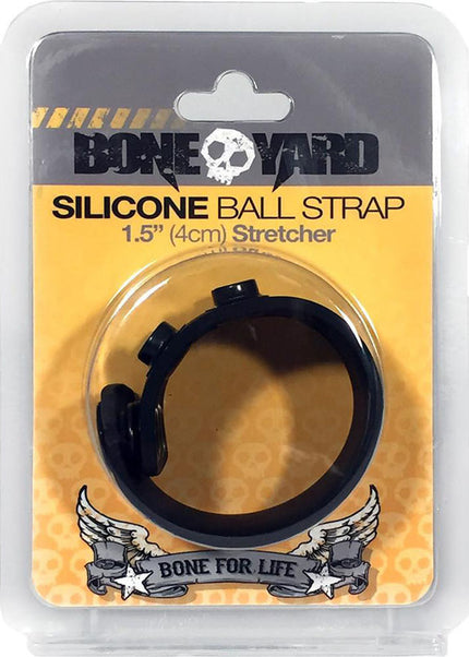 Boneyard Silicone Ball Strap Black - Black 3-Snap 4 cm Adjustable Ball Stretcher Ring